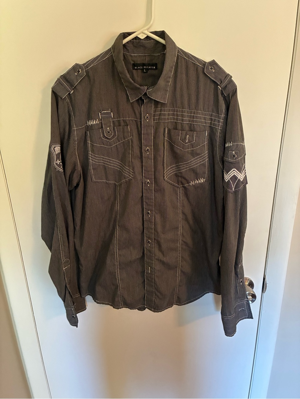 Affliction Black Rivet Men's Dark Charcoal Shirt